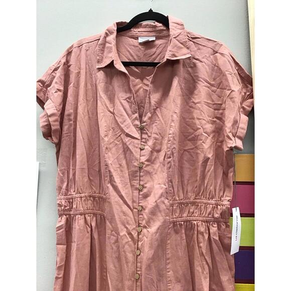 Liz Claiborne ash rose long utility woven dress size XL new buttoned jcp - Picture 2 of 6